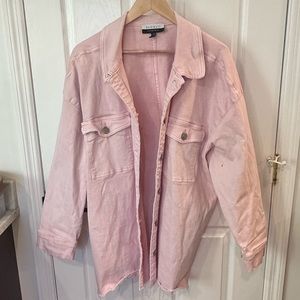 EUC Eloquii Elements Pink Distressed Shacket